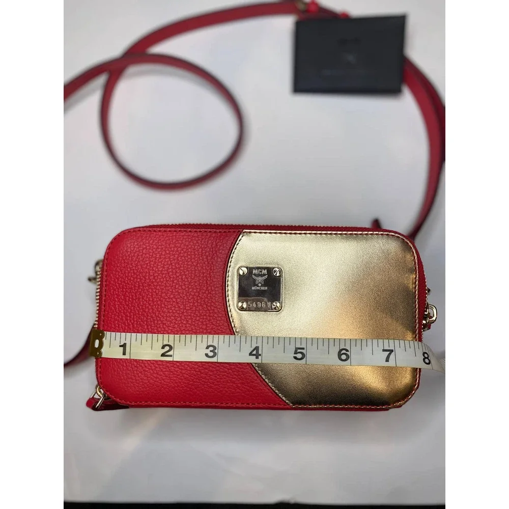 MCM Gold Red Double Zip Crossbody - Picture 7 of 11